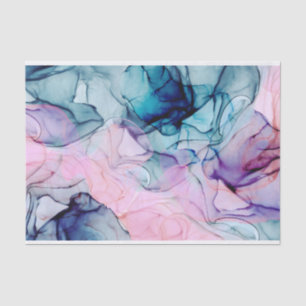 Ethereal Teal & Pink Inky Glamour Elegant Wedding Tissue Paper