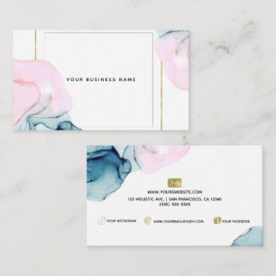 Ethereal Teal & Pink Inky Glamour Modern Elegance Business Card
