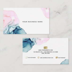 Ethereal Teal & Pink Inky Glamour Modern Elegance Business Card