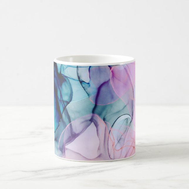 Ethereal Teal Pink Purple Inky Modern Glamour Coffee Mug (Center)