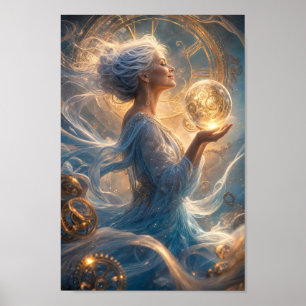 Ethereal Timekeeper in Golden Light Poster