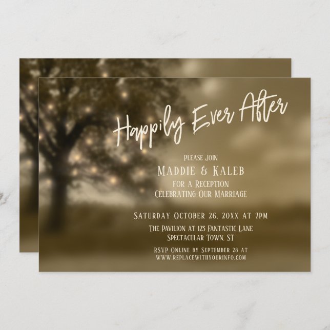 Ethereal Tree, Lights Happily Ever After Reception Invitation (Front/Back)