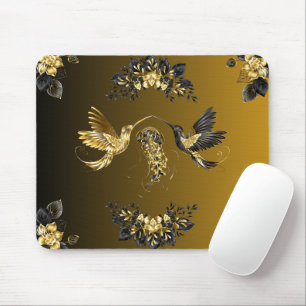 Ethereal Unison – Black and Gold Graphic Art Mouse Mat