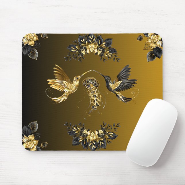 Ethereal Unison – Black and Gold Graphic Art Mouse Mat (With Mouse)