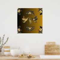 Ethereal Unison, Black and Gold Graphic Art