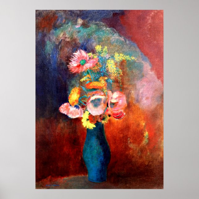 Ethereal Vase of Flowers, painting by Odilon Redon Poster (Front)