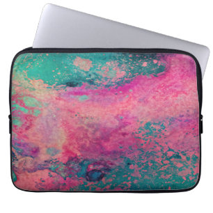 “Ethereal Vellum” – Pink Teal Blue Abstract    Laptop Sleeve