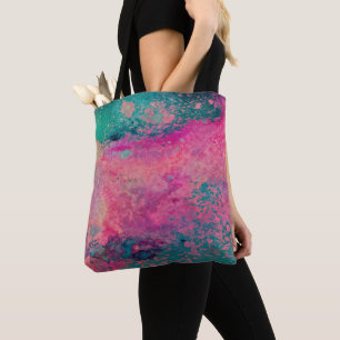 “Ethereal Vellum” – Pink Teal Blue Abstract Tote Bag
