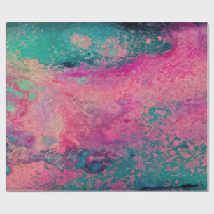 “Ethereal Vellum” – Pink Teal Blue Abstract    Wrapping Paper