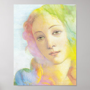 Ethereal Venus with Watercolor Hair Poster