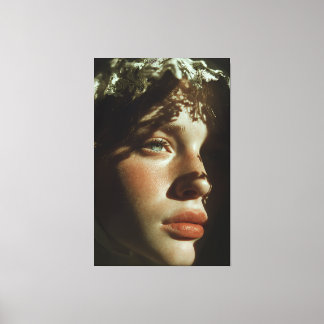 Ethereal Vintage Lace Portrait - Romantic Blue Eye Canvas Print