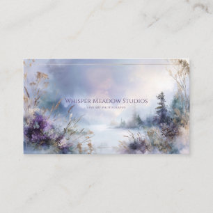 Ethereal Violet Gold Grass Winter Landscape Serene Business Card