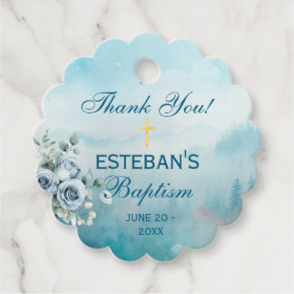 Ethereal Watercolor Baptism Favour Tags