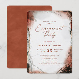 Ethereal Watercolor Burnt Orange Engagement Party Invitation