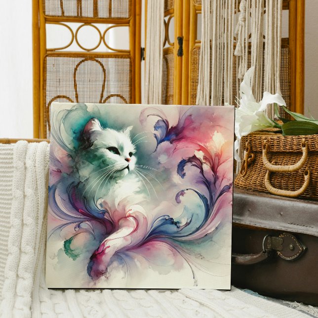 Ethereal Watercolor Cat Canvas Print (Creator Uploaded)