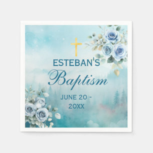 Ethereal Watercolor Nature Baptism Decor Napkin