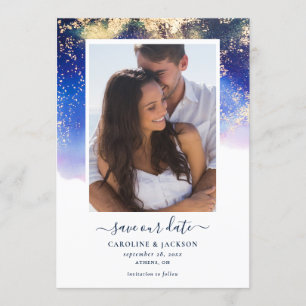 Ethereal Watercolor Photo Save the Date Invitation
