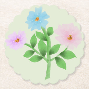 Ethereal Watercolor Wildflower Bouquet - Pastel Fl Paper Coaster