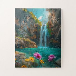 Ethereal Waterfall in Spring Jigsaw Puzzle