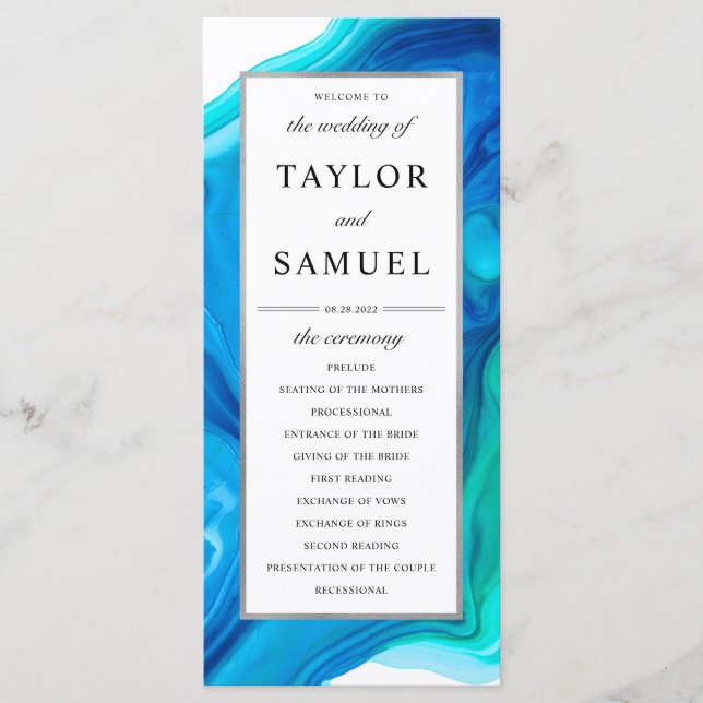 Ethereal Wave Wedding Ceremony Program Beach Programme (Front)