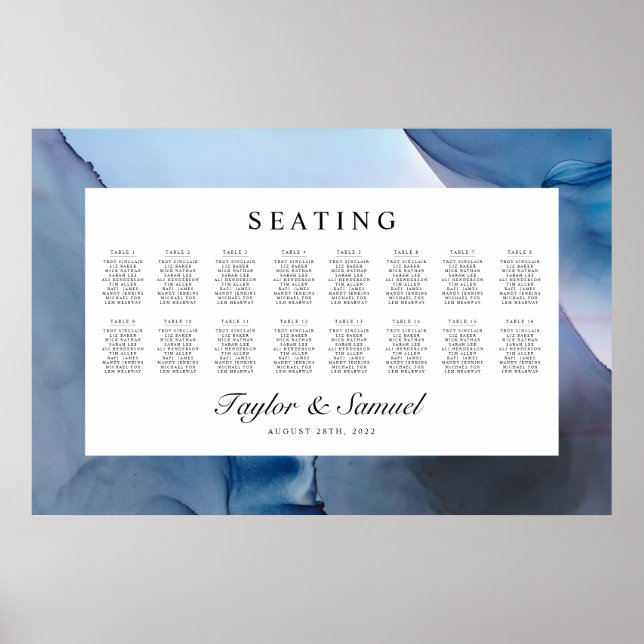 Ethereal Wave Wedding Seating Chart V06 (Front)