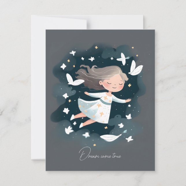  Ethereal White Dress Girl Peaceful Dove Thank You Card (Front)