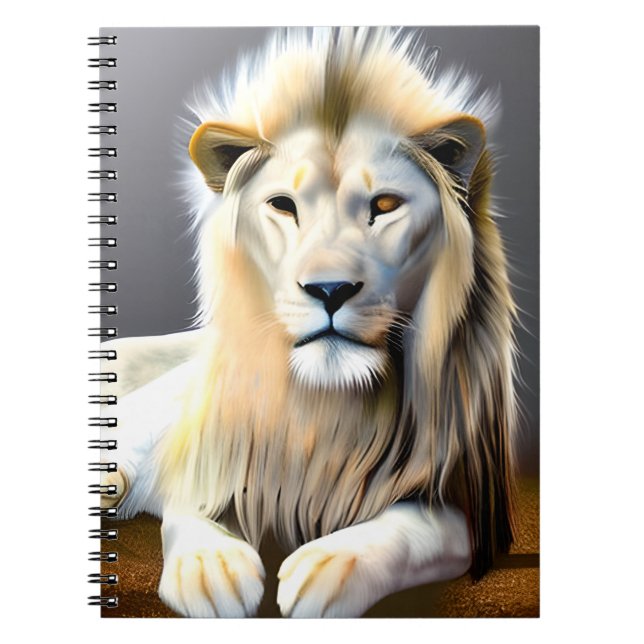 Ethereal White Majestic Lions Notebook (Front)