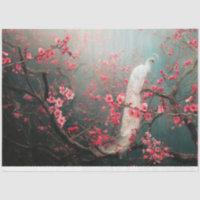Ethereal White Peacock, Cherry Blossom Tree