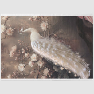 Ethereal White Peacock, Moody Magnolia Floral  Tissue Paper