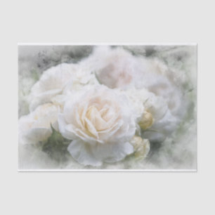 Ethereal White Roses Tissue Paper