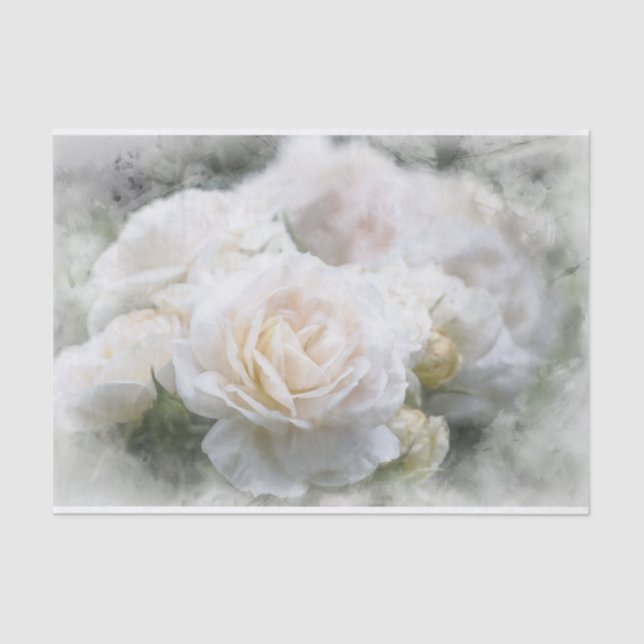 Ethereal White Roses Tissue Paper (Front)