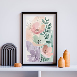 Ethereal Wildflower Symphony Pastel Botanical Poster
