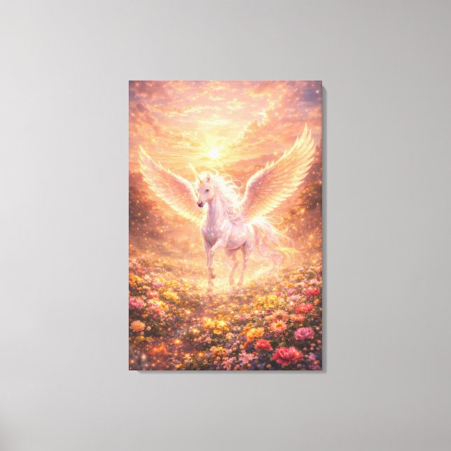 Ethereal Winged Unicorn of Light  | ManJiangHong F Canvas Print (Front)
