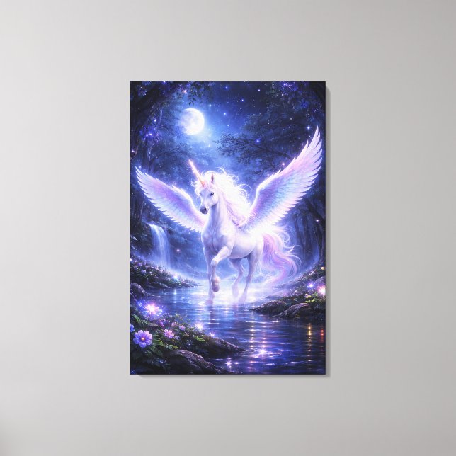 Ethereal Winged Unicorn of Light  | ManJiangHong F Canvas Print (Front)