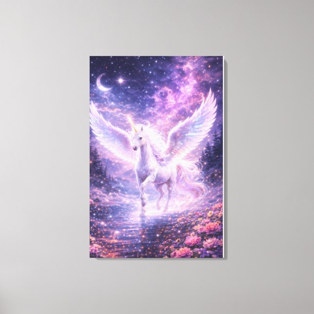Ethereal Winged Unicorn of Light  | ManJiangHong F Canvas Print (Front)