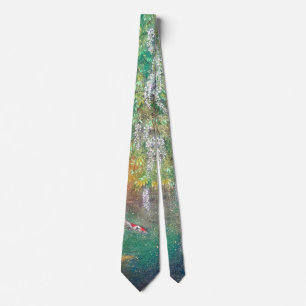 Ethereal Wisteria: The Koi's Golden Dream Tie