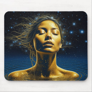 Ethereal Woman Meditating Under the Stars Mouse Mat