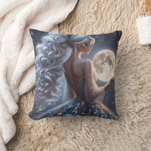 Ethereal woman & moon cushion