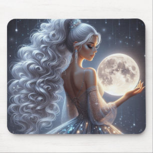 Ethereal woman & moon mouse mat