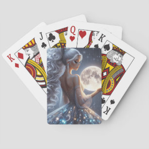 Ethereal woman & moon playing cards