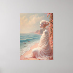 Ethereal Woman on Dreamy Beach Canvas Print