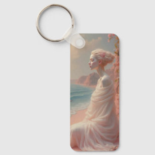 Ethereal Woman on Dreamy Beach Key Ring