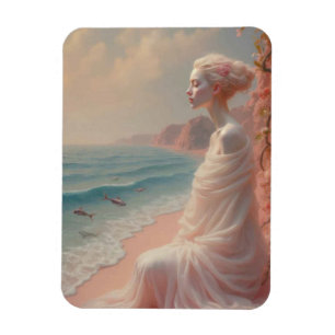 Ethereal Woman on Dreamy Beach Magnet