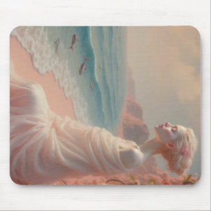 Ethereal Woman on Dreamy Beach Mouse Mat