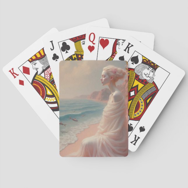 Ethereal Woman on Dreamy Beach Playing Cards (Back)