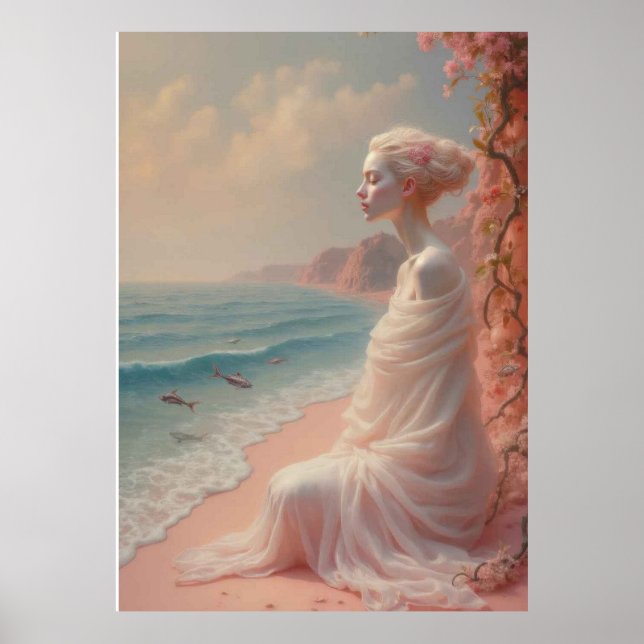 Ethereal Woman on Dreamy Beach Poster (Front)