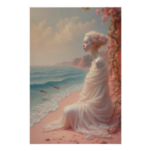 Ethereal Woman on Dreamy Beach Poster