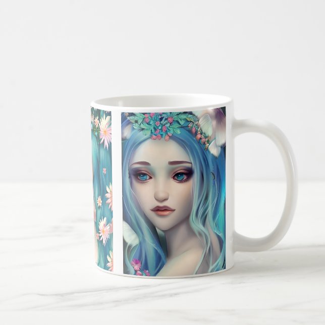 Ethereal Women with Flowers in their Blue Hair Coffee Mug (Right)
