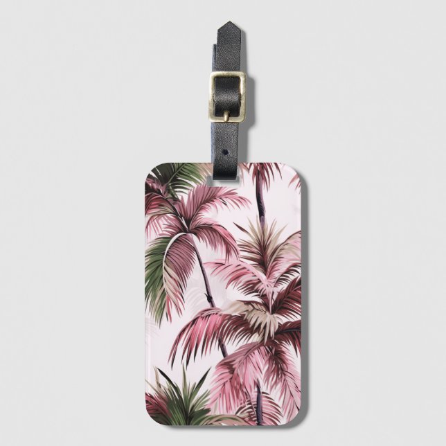 Ethereales rosé palm pattern luggage tag (Front Vertical)