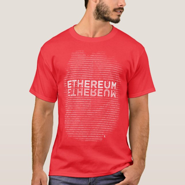 Ethereum Binary white on colour T-Shirt (Front)